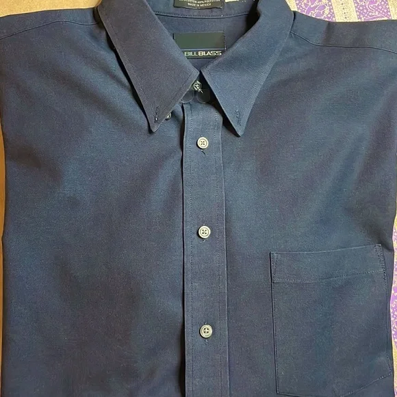 bill blass dress shirts Bill Blass Men's Big Twill Solid Performance Dress Shirt, Blue, 19